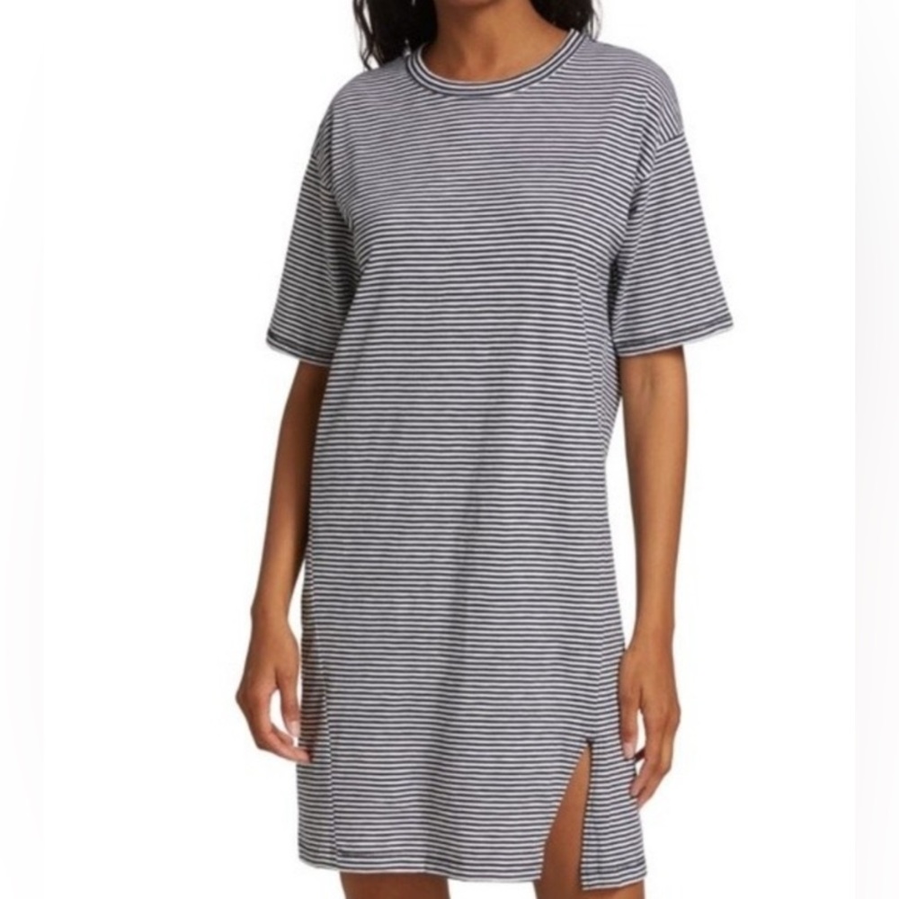 rag & bone Striped T Shirt Mini Dress Black‎ and White Size Small